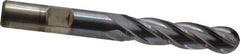 Cleveland - 3/8" Diam, 3/4" LOC, 4 Flute High Speed Steel Ball End Mill - TiCN Finish, Single End, 2-1/2" OAL, 3/8" Shank Diam, Spiral Flute - Apex Tool & Supply