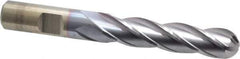 Cleveland - 1/2" Diam, 2" LOC, 4 Flute High Speed Steel Ball End Mill - TiCN Finish, Single End, 4" OAL, 1/2" Shank Diam, Spiral Flute - Apex Tool & Supply