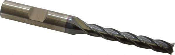 Cleveland - 1/4", 1-3/4" LOC, 3/8" Shank Diam, 3-9/16" OAL, 4 Flute, High Speed Steel Square End Mill - Single End, TiCN Finish, Spiral Flute, 30° Helix, Centercutting, Right Hand Cut, Right Hand Flute, Series HG-4C - Apex Tool & Supply