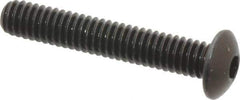 Made in USA - #8-32 UNC Hex Socket Drive, Button Screw - Alloy Steel, Black Oxide Finish, Fully Threaded, 1" Length Under Head - Apex Tool & Supply