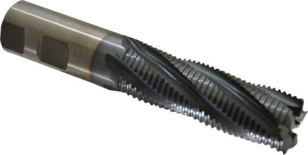 Cleveland - 1" Diam, Coarse Pitch, 3" LOC, 5 Flute Powdered Metal Roughing Square End Mill - TiCN Finish, 5-1/2" OAL, 1" Shank Diam, Single End, 30° Helix - Apex Tool & Supply