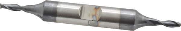 Cleveland - 1/8", 3/8" LOC, 3/8" Shank Diam, 3-1/16" OAL, 2 Flute, Cobalt Square End Mill - Double End, TiCN Finish, Spiral Flute, 30° Helix, Centercutting, Right Hand Cut, Right Hand Flute, Series HDC-2 - Apex Tool & Supply