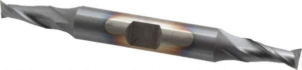 Cleveland - 1/4", 1/2" LOC, 3/8" Shank Diam, 3-3/8" OAL, 2 Flute, Cobalt Square End Mill - Double End, TiCN Finish, Spiral Flute, 30° Helix, Centercutting, Right Hand Cut, Right Hand Flute, Series HDC-2 - Apex Tool & Supply