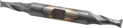 Cleveland - 1/4", 1/2" LOC, 3/8" Shank Diam, 3-3/8" OAL, 2 Flute, Cobalt Square End Mill - Double End, TiCN Finish, Spiral Flute, 30° Helix, Centercutting, Right Hand Cut, Right Hand Flute, Series HDC-2 - Apex Tool & Supply