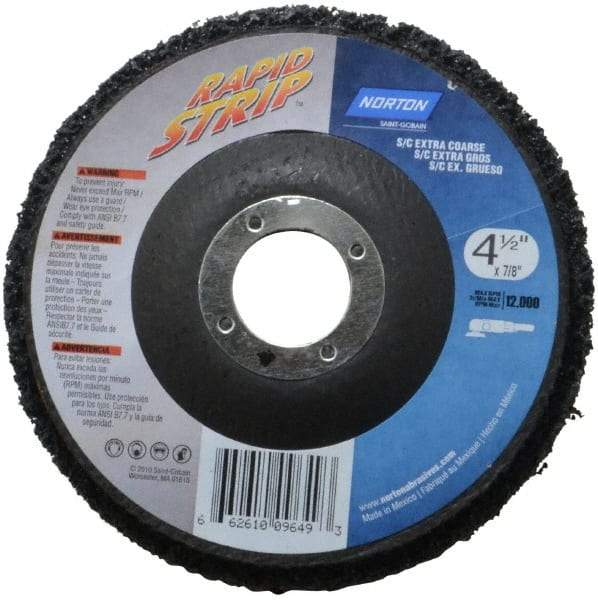 Norton - 4-1/2" Wheel Diam, 1/2" Wheel Thickness, 7/8" Arbor Hole, Type 27 Depressed Center Wheel - Silicon Carbide, 12,000 Max RPM, Compatible with Angle Grinder, Drill, Flexible Shaft Motor & Straight Shaft Grinder - Apex Tool & Supply
