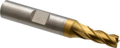 Cleveland - 1/4", 5/8" LOC, 3/8" Shank Diam, 2-7/16" OAL, 4 Flute, Powdered Metal Square End Mill - Single End, TiN Finish, Spiral Flute, 37° Helix, Centercutting, Right Hand Cut, Right Hand Flute, Series PM-4 - Apex Tool & Supply