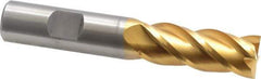 Cleveland - 5/8", 1-5/8" LOC, 5/8" Shank Diam, 3-3/4" OAL, 4 Flute, Powdered Metal Square End Mill - Single End, TiN Finish, Spiral Flute, 37° Helix, Centercutting, Right Hand Cut, Right Hand Flute, Series PM-4 - Apex Tool & Supply