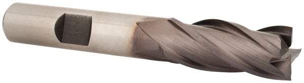 Cleveland - 7/16", 1" LOC, 3/8" Shank Diam, 2-11/16" OAL, 4 Flute, Cobalt Square End Mill - Single End, TiCN Finish, Spiral Flute, 30° Helix, Centercutting, Right Hand Cut, Right Hand Flute, Series HGC-4C - Apex Tool & Supply
