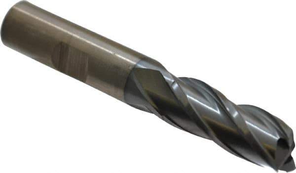 Cleveland - 1/2", 1-1/4" LOC, 1/2" Shank Diam, 3-1/4" OAL, 4 Flute, Cobalt Square End Mill - Single End, TiCN Finish, Spiral Flute, 30° Helix, Centercutting, Right Hand Cut, Right Hand Flute, Series HGC-4C - Apex Tool & Supply