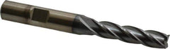 Cleveland - 5/16", 1-3/8" LOC, 3/8" Shank Diam, 3-1/8" OAL, 4 Flute, Cobalt Square End Mill - Single End, TiCN Finish, Spiral Flute, 30° Helix, Centercutting, Right Hand Cut, Right Hand Flute, Series HGC-4C - Apex Tool & Supply