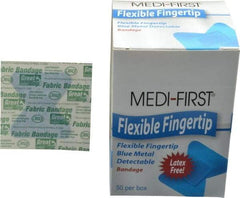 Medique - Fingertip Bandage Self-Adhesive Bandage - Blue, Woven Fabric Bandage, Metal Detectable - Apex Tool & Supply
