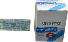 Medique - 3" Long x 1" Wide, General Purpose Self-Adhesive Bandage - Blue, Woven Fabric Bandage, Metal Detectable; Latex Free - Apex Tool & Supply