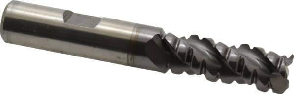 Cleveland - 1/2" Diam, Coarse Pitch, 1-1/4" LOC, 3 Flute Powdered Metal Corner Radius Roughing End Mill - TiCN Finish, 3-1/4" OAL, 1/2" Shank Diam, Single End, Centercutting, 42° Helix - Apex Tool & Supply