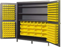 Valley Craft - 3 Shelf 212 Bin Storage Cabinet - Steel, 72" Wide x 24" Deep x 84" High, Gray - Apex Tool & Supply