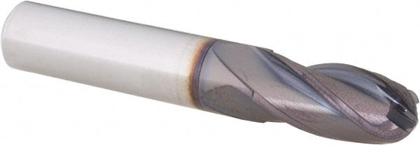 Guhring - 1/2" Diam, 1" LOC, 4 Flute Solid Carbide Ball End Mill - Apex Tool & Supply