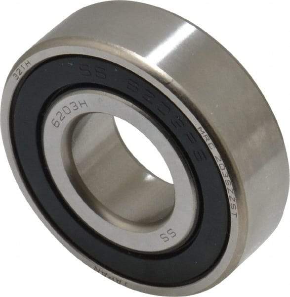 SKF - 17mm Bore Diam, 40mm OD, Double Seal Deep Groove Radial Ball Bearing - 12mm Wide, 1 Row, Round Bore, 4,750 Nm Static Capacity, 7,650 Nm Dynamic Capacity - Apex Tool & Supply