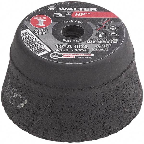 WALTER Surface Technologies - 4" Diam, Surface Grinding Wheel - Aluminum Oxide/Silicon Carbide Blend, Type 11, 9,100 Max RPM, Resinoid Bond - Apex Tool & Supply