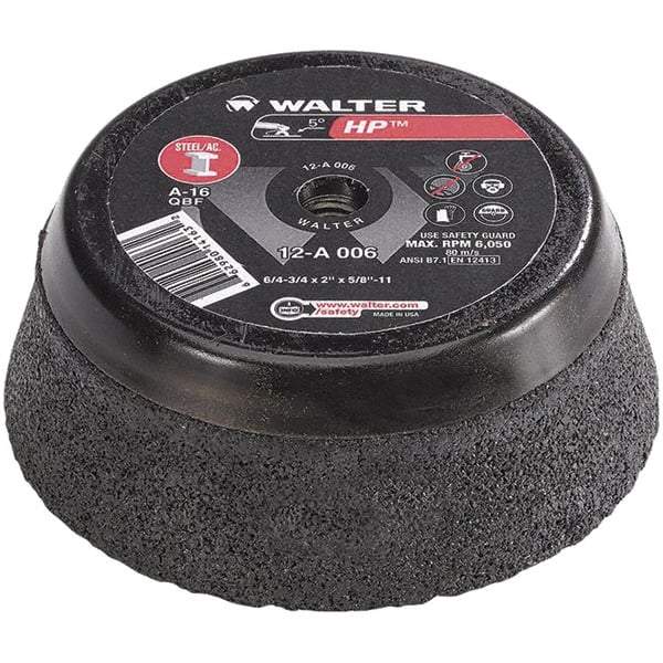 WALTER Surface Technologies - 6" Diam, Surface Grinding Wheel - Aluminum Oxide/Silicon Carbide Blend, Type 11, 6,800 Max RPM, Resinoid Bond - Apex Tool & Supply
