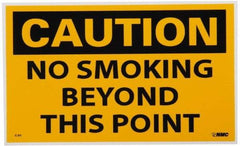 NMC - Accident Prevention Label, Header: CAUTION - Legend: Caution - No Smoking Beyond This Point, English, Black & Yellow, 5" Long x 3" High, Sign Muscle Finish - Apex Tool & Supply