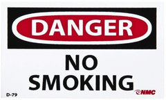 NMC - Accident Prevention Label, Header: DANGER - Legend: Danger - No Smoking, English, Red, Black & White, 5" Long x 3" High, Sign Muscle Finish - Apex Tool & Supply