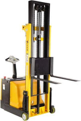 Vestil - 1,100 Lb Capacity, 118" Lift Height, Battery Powered Stacker - 1-3/16" Lowered Height, 30" Fork Length, 32-1/4" Overall Width - Apex Tool & Supply