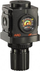 ARO/Ingersoll-Rand - 3/8 NPT Port, 113 CFM, Aluminum Compact Regulator - 0 to 140 psi Range, 250 Max psi Supply Pressure, 1/8" Gauge Port Thread, 2.705" Wide x 4.772" High - Apex Tool & Supply