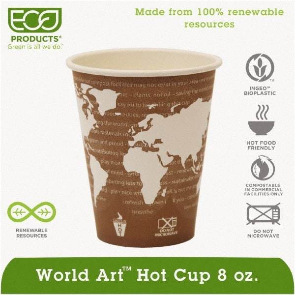 ECO PRODUCTS - World Art Renewable Compostable Hot Cups, 8 oz, 50/PK, 20 PK/CT - Plum - Apex Tool & Supply