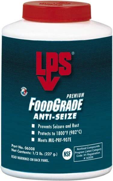 LPS - 0.5 Lb Brush Top Food Grade Anti-Seize Lubricant - Metal Free, -1,800°F, Opaque Off-White, Food Grade - Apex Tool & Supply