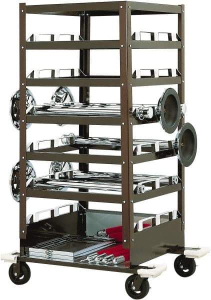 Tensator - 450 Lb Capacity, 32" Wide x 32" Long x 72" High Storage Rack Cart - 6 Shelf, Steel, Rubber Casters - Apex Tool & Supply