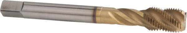 Accupro - #8-36 UNF 3 Flute 2B/3B Modified Bottoming Spiral Flute Tap - Powdered Metal, TiCN Finish, 63mm OAL, Right Hand Flute, Right Hand Thread - Apex Tool & Supply