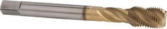 Accupro - M14x2.00 Metric Coarse 3 Flute 6H Modified Bottoming Spiral Flute Tap - Powdered Metal, TiCN Finish, 110mm OAL, Right Hand Flute, Right Hand Thread - Apex Tool & Supply