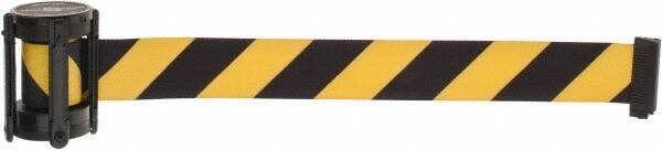 Tensator - 5" High x 90" Long x 2" Wide Barrier Replacement Cassette - Plastic, Black Powder Finish, Black/Yellow, Use with Tensabarrier - Apex Tool & Supply