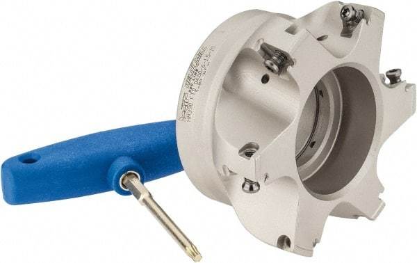 Iscar - 6 Inserts, 4" Cut Diam, 1-1/2" Arbor Diam, 0.512" Max Depth of Cut, Indexable Square-Shoulder Face Mill - 0/90° Lead Angle, 2" High, HM390 TDKT 1505 Insert Compatibility, Through Coolant, Series HeliIQMill - Apex Tool & Supply