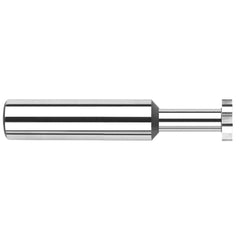 Woodruff Keyseat Cutter: 0.118″ Cut Dia, 0.047″ Cut Width, 1/8″ Shank Dia, Straight Tooth 1-1/2″ OAL, 4 Teeth, Solid Carbide