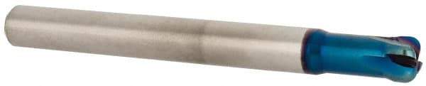 Accupro - 1/4", 4 Flute, Single End, Solid Carbide, 1/16" Corner Radius End Mill - 2-1/2" OAL, 0° Helix, Right Hand Flute, 0.1" LOC, Right Hand Cut, 1/2" Extended Reach - Apex Tool & Supply