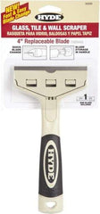Hyde Tools - Stiff Carbon Steel 1-Edge Scraper - 4" Blade Width x 4" Blade Length, Plastic Handle - Apex Tool & Supply