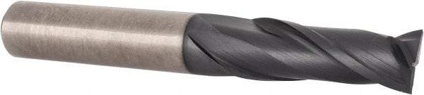Accupro - 3/8", 1" LOC, 3/8" Shank Diam, 2-3/4" OAL, 2 Flute, Solid Carbide Square End Mill - Single End, TiAlN Finish, Spiral Flute, 30° Helix, Centercutting, Right Hand Cut, Right Hand Flute - Apex Tool & Supply