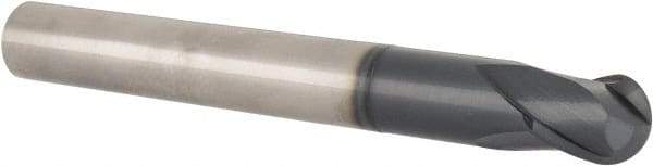 Accupro - 3/4" Diam, 3/4" LOC, 2 Flute Solid Carbide Ball End Mill - TiAlN Finish, Single End, 6-1/4" OAL, 3/4" Shank Diam, Spiral Flute - Apex Tool & Supply