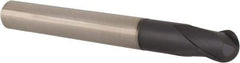 Accupro - 1/2" Diam, 1/2" LOC, 2 Flute Solid Carbide Ball End Mill - TiAlN Finish, Single End, 4-1/4" OAL, 1/2" Shank Diam, Spiral Flute - Apex Tool & Supply