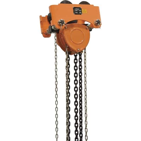 Vestil - 2 Ton Capacity Low Headroom Geared Trolley - 3-1/2" to 8" Flange Width - Apex Tool & Supply