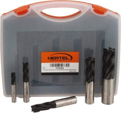 Hertel - 3/8 to 1", 4 Flute Roughing Square End Mill Set - TiAlN Coating, Cobalt, Single End, Center Cutting - Apex Tool & Supply