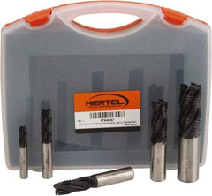 Hertel - 3/8 to 1", 4 Flute Roughing Square End Mill Set - TiAlN Coating, Cobalt, Single End, Center Cutting - Apex Tool & Supply