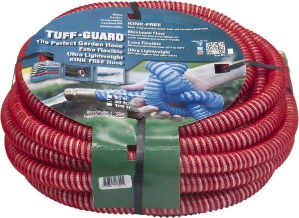 JGB Enterprises - 50' Long Garden Hose - 5/8" Diam, 5/8" GHT, Polypropylene, 100 psi, Hot Water Compatible, All Season, Red - Apex Tool & Supply