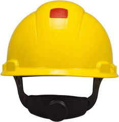 3M - ANSI Type I, Class C Rated, 4-Point, Ratchet Adjustment Hard Hat - Size 6-1/2 to 8, Yellow, Standard Brim, Vented - Apex Tool & Supply