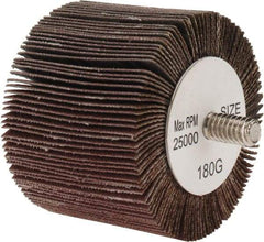 Tru-Maxx - 2" Diam x 1-1/2" Face Width, Fine Aluminum Oxide Coated Mounted Flap Wheel - 1/4-20 Threaded Mount, 180 Grit, 25,000 Max RPM - Apex Tool & Supply