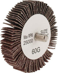 Tru-Maxx - 2-1/2" Diam x 1/2" Face Width, Medium Aluminum Oxide Coated Mounted Flap Wheel - 1/4-20 Threaded Mount, 60 Grit, 25,000 Max RPM - Apex Tool & Supply