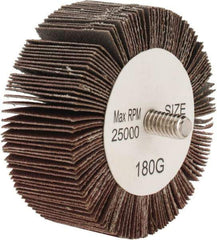 Tru-Maxx - 2-1/2" Diam x 1" Face Width, Very Fine Aluminum Oxide Coated Mounted Flap Wheel - 1/4-20 Threaded Mount, 180 Grit, 25,000 Max RPM - Apex Tool & Supply
