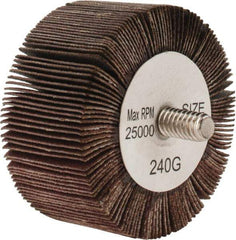 Tru-Maxx - 2" Diam x 1" Face Width, Very Fine Aluminum Oxide Coated Mounted Flap Wheel - 1/4-20 Threaded Mount, 240 Grit, 25,000 Max RPM - Apex Tool & Supply