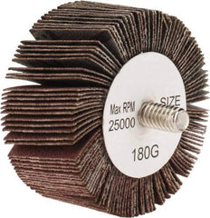 Tru-Maxx - 2" Diam x 1" Face Width, Very Fine Aluminum Oxide Coated Mounted Flap Wheel - 1/4-20 Threaded Mount, 180 Grit, 25,000 Max RPM - Apex Tool & Supply