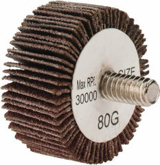 Tru-Maxx - 1-3/8" Diam x 5/8" Face Width, Medium Aluminum Oxide Coated Mounted Flap Wheel - 1/4-20 Threaded Mount, 80 Grit, 30,000 Max RPM - Apex Tool & Supply
